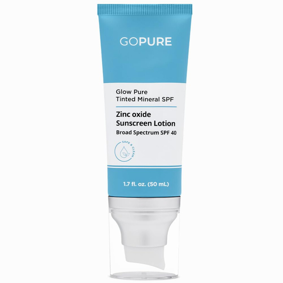 goPure Glow Pure Tinted Mineral SPF 40 PA +++ | Dermatologist-tested Face Sunscreen | Tinted Moisturizer with SPF | Protected Glowing Skin | No a
