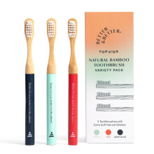 Better & Better Natural Bamboo Toothbrush for Kids | Extra Soft Bristle Toothbrush | 100% Plant-Based | Reusable Handle Replaceable Brush Head |