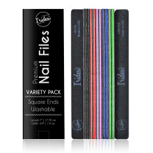 Professional Nail Files Black Washable Emery Boards 7 Inches Long Square End Serrated Edge 12 Fingernail Files Per Pack (100/100)