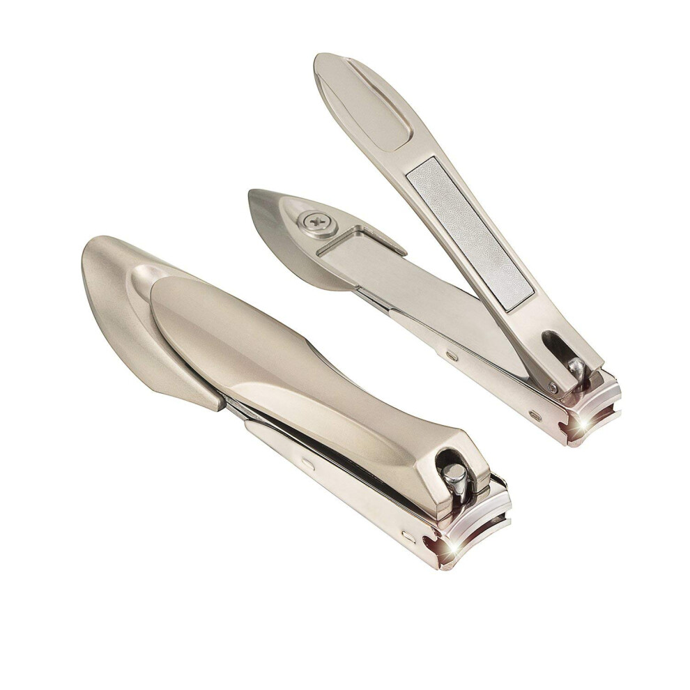 Parahair Nail Clippers For Thick Nails-Stainless Steel Nail Cutter With Catcher No Splash Nail Clippers With Nail File Sharp And Durable Nail Clipper F