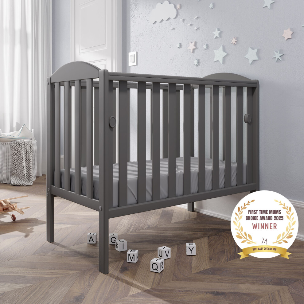 Viculii Grey Waffi Space Saver Cot With Mattress