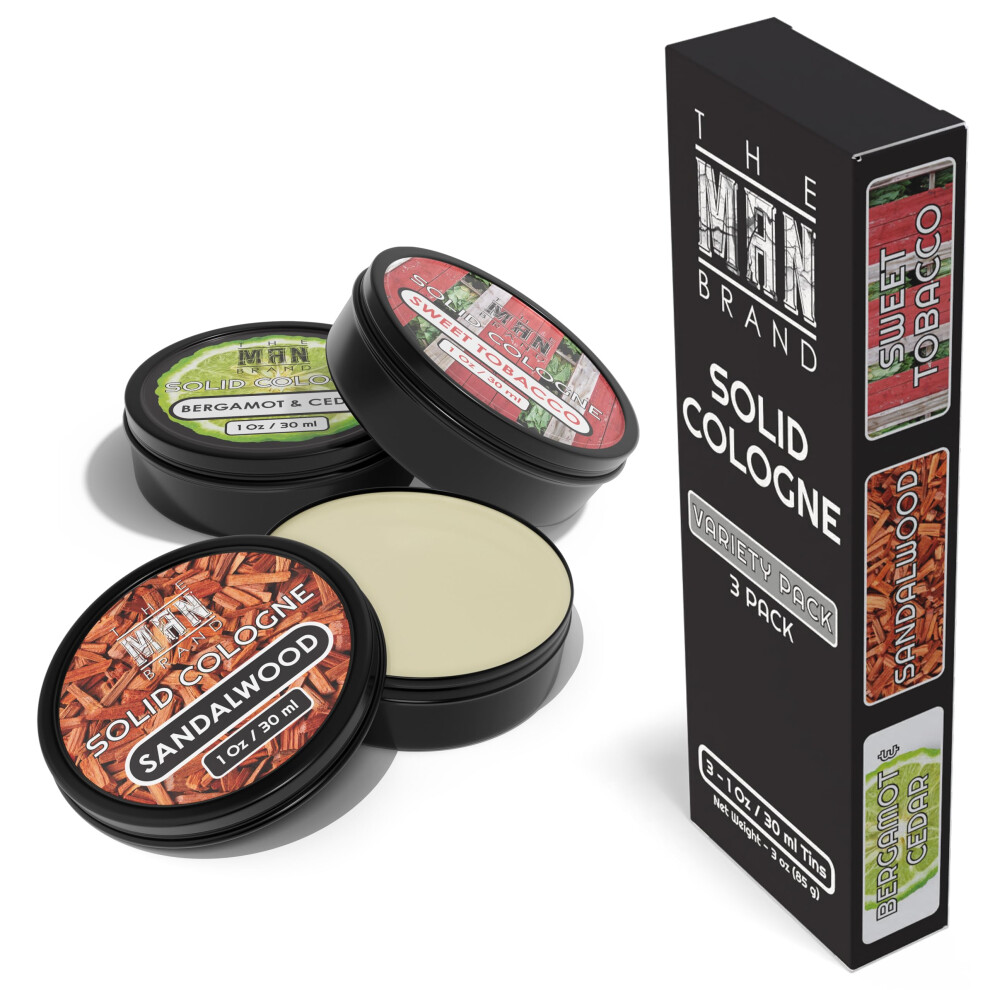 The Man Brand Solid Cologne Men's Cologne Sample Set Solid Perfume With A Sweet Tobacco Citrus Bergamot And Sandalwood Men's Fragrance (1 Ounce (Pack Of 3)