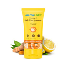 Mamaearth Vitamin C Daily Glow SPF 50 Sunscreen with PA+++ | Reduces Tanning & Gives Broad Spectrum Sun Protection | No Whitecast & Non-Greasy |