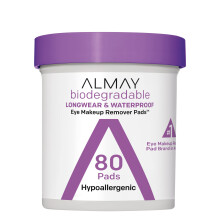 Almay biologisch abbaubare Make-up-Entfernerpolster Langkleidung und wasserdichte hypoallergene duftfreie Dermatologe & Ophthalmologe getestet 80