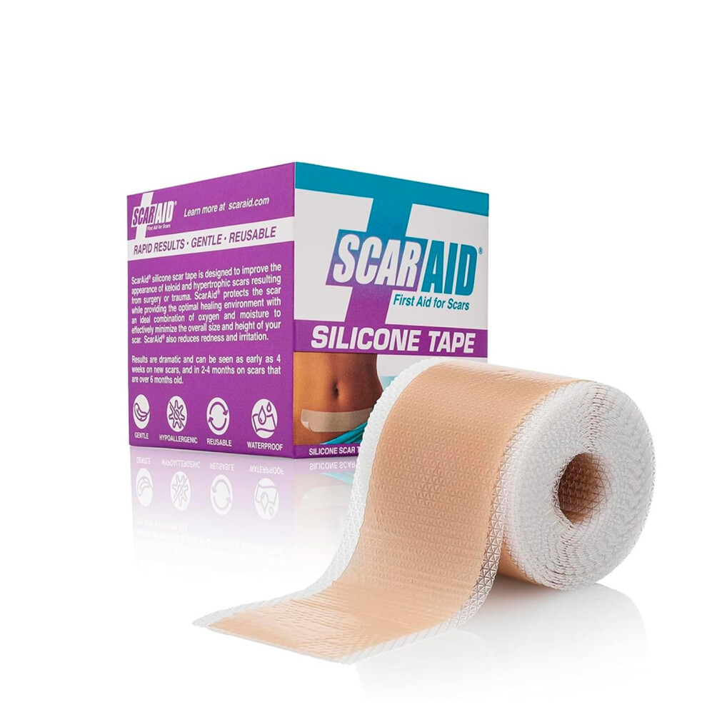 Scaraid Silicone Scar Tape Premium-Grade For Surgical Scars C-Section Keloid & Hypertrophic Scars Reusable Silicone Tape Scar Patches For Hea