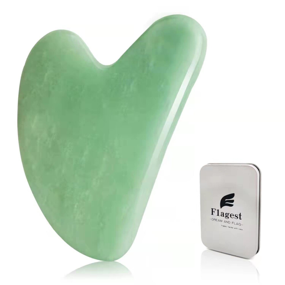 Flagest Gua Sha Facial Tools -Gua Sha Stone -Nature Jade Stone Guasha Massage Tool - Natural Jade For Scraping Facial And Spa Acupuncture Therapy -Heart