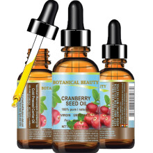 Cranberry zaadolie 100% puur/natuurlijk. Koud geperst/onverdund. Voor gezichtshaar en lichaam. 0.33 fl.oz.- 10 ml. door botanische schoonheid