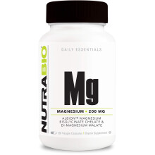 NutraBio, Mg Magnesium, 200 mg, 120 Kapseln (100 mg pro Kapsel)