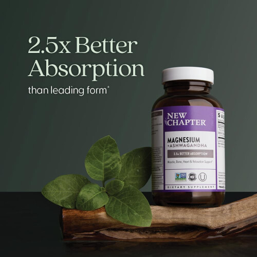 New Chapter, Magnesium + Ashwagandha, 60 Vegane Tabletten 2