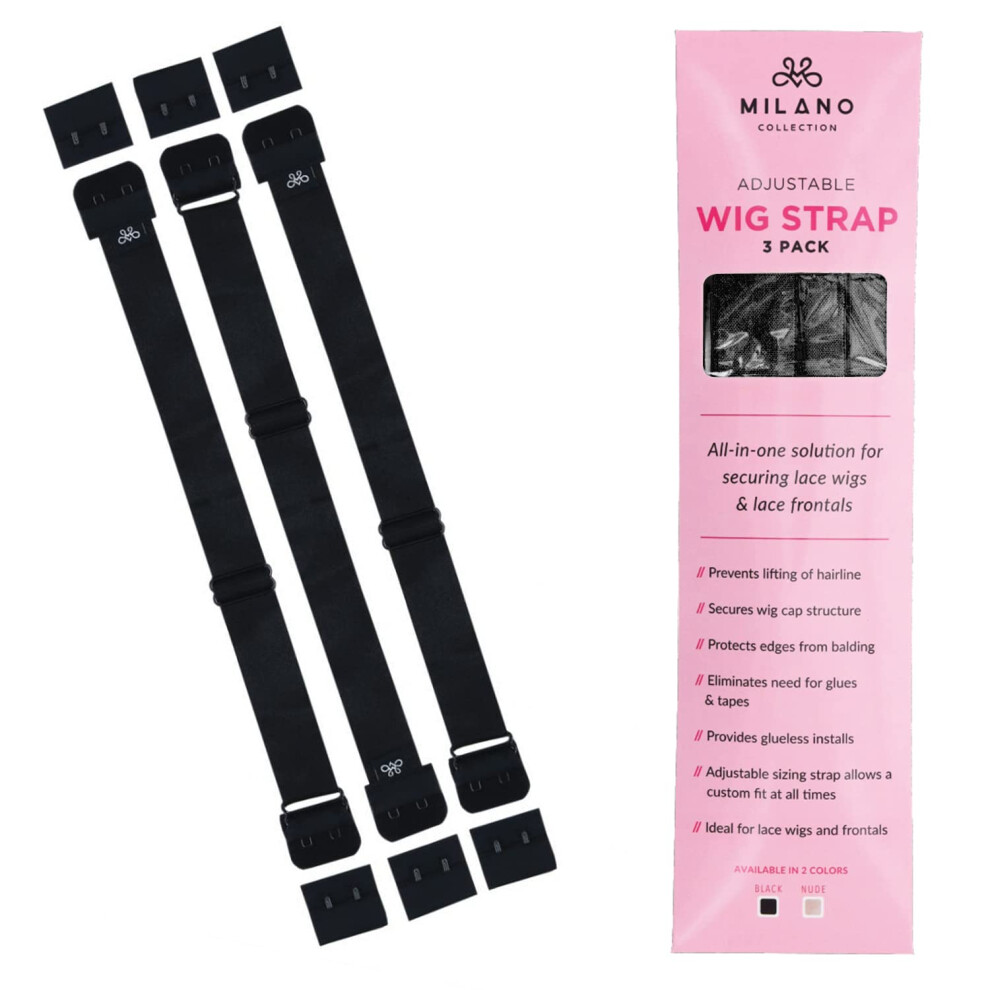 Milano Collection Unisex Milano Adjustable Elastic Wig Band With Hooks For Secure Fit & Comfort For Wigs And Lace Front Wigs - Wig Strap Headband & Wig Grip Accessories