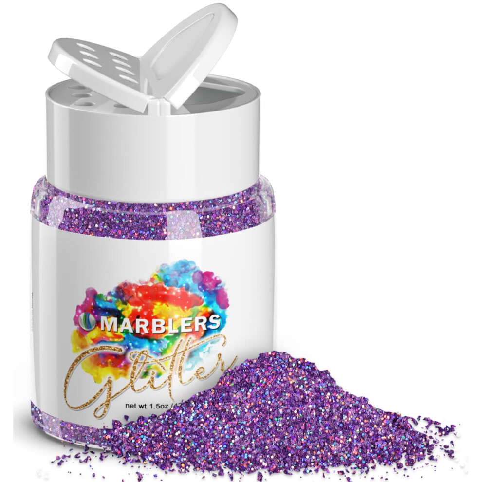 Marblers Purple Holographic Glitter [Holo ] 1.5Oz (42G) | Fine | Non-Toxic, Vegan, Cruelty-Free | Face, Body, Eyeshadow, Hair, Festival, Party Makeup |