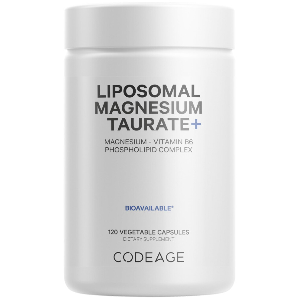 Codeage Liposomales Magnesiumtaurat+ Nahrungserg Nzungsmittel Magnesium Aus Magnesiumtaurat, Vitamin B6 Als Pyridoxal-5-Phosphat, 2-Monats-Vorr-image