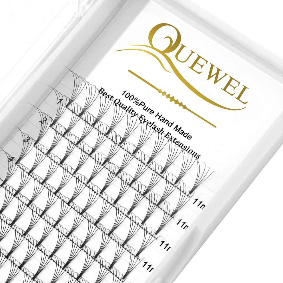 Quewel Volume Lash Extensions 5D 0.07Mm C Curl 11Mm Short Stem Premade Fans Soft|Optinal 3D|4D|5D|6D|7D|8D 0.07/0.10Mm C/D 8-20Mm Mix-9-16Mm 12-15Mm 8-15Mm|(