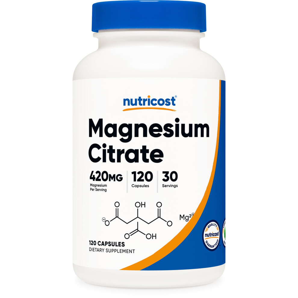 Nutrichost Nutricost Magnesium Citrate 420Mg 120 Veggie Capsules - 30 Servings Gluten Free Non-Gmo Supplement
