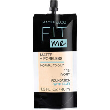 Fondotinta Liquido Maybelline New York Fit Me Matte + Poreless, Formato Bustina, 115 Ivory, 1.3 Once