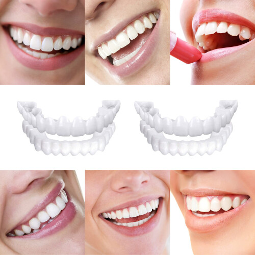2 Ζεύγη Snap in Δόντια Comfort Fit Whitening Veneer Snap on Δεξιότητες για Όμορφο Χαμόγελο 1