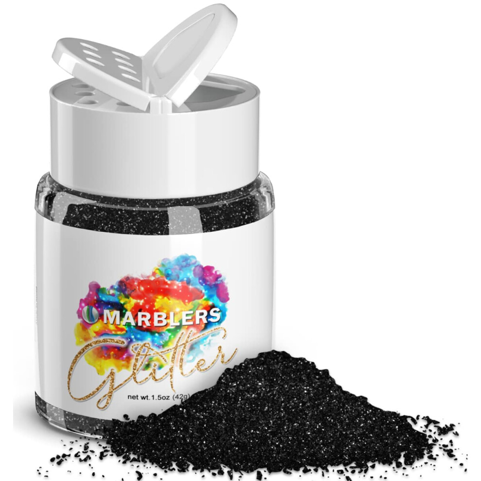 Marblers Black Twinkle Glitter [ Knight] 1.5Oz (42G) | Fine | Non-Toxic Vegan Cruelty-Free | Face Body Eyeshadow Hair Festival Party Makeup