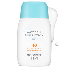 GOONGBE Waterful Sun Lotion Mild SPF 40 - Zinc Oxide Water Resistant Mineral Sunscreen for Babies  Kids & Adults - Hypoallergenic  Vegan  Reef-Sa