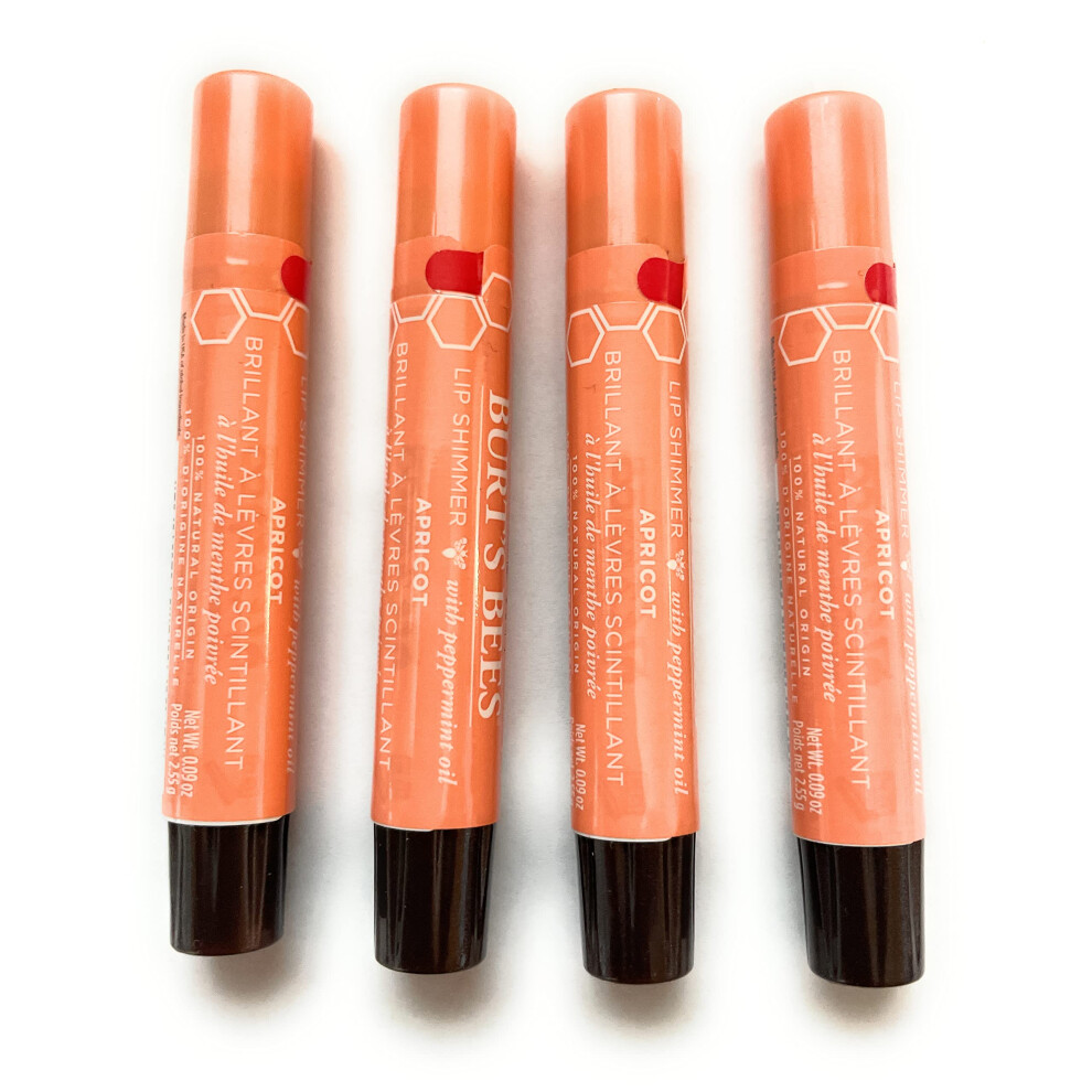 Burt's Bees Lip Shimmer Apricot, 0.09 Ounce (Pack Of 4)