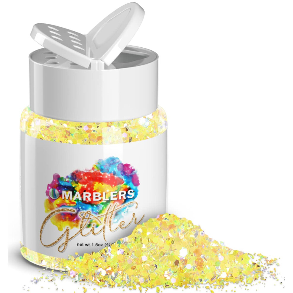 Marblers Holographic Paillettes [Jaune Mixte] 1,5 Oz (42G) | Chunky | Crur Dite V G Talien Non Toxique | Face Body Eyeshadow Hair Festival Party-image