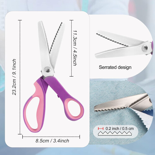 Pinking Shears for Fabric Cutting, Zig Zag Scissors, Scrapbook Scissors for Adults 2