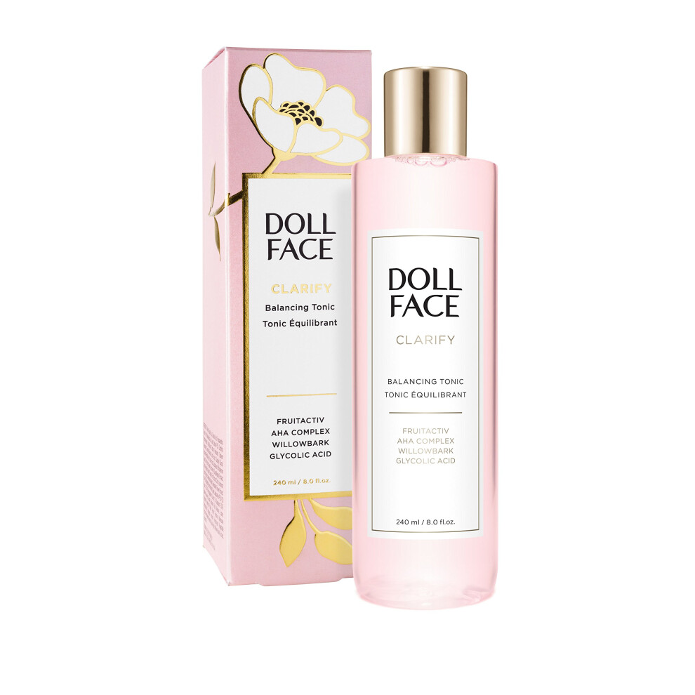 Doll Face Clarify Balancing Toner Glycolic Acid Willow Bark And Enzymes For Facial Soothing Facial Toning 8Oz