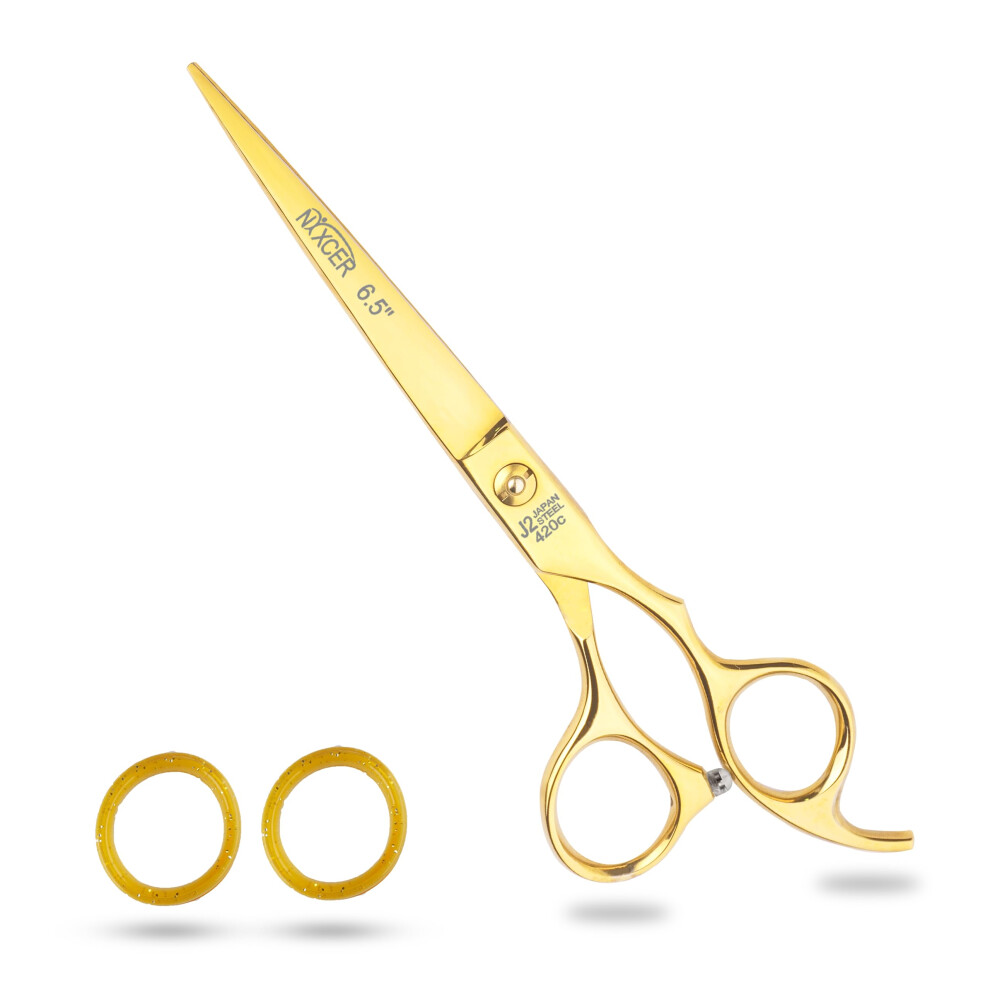 Nixcer Professional Hair Cutting Scissors (6.5 Inch) For Hairdressers - 100% Japanese Steel Ergonomic Design Offset Grip Universal Key Screw A