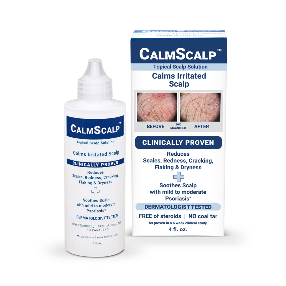 Calmscalp Topical Solution For Symptoms Of Mild To Moderate Psoriasis | Irritated Scalp | Hairline Scales | Redness | Dry Scalp | Made In The Usa