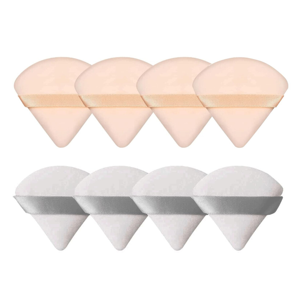 Mmq 8 Pieces Triangle Powder Puff Face Soft Triangle Makeup Puff Velour Cosmetic Foundation Blender Sponge Beauty Makeup Tools