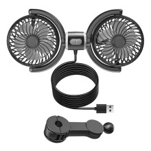 Double Head Car Fan 3 Speed USB Powered Rotatable Cooling Device for Enhanced Circulation