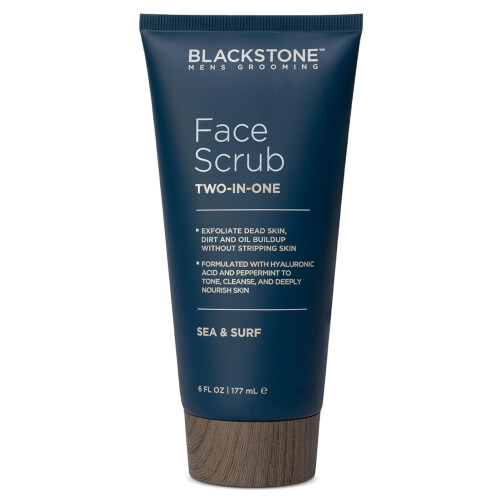 Blackstone Men's Grooming 2-in-1 Facial Scrub & Shave Gel with Hyaluronic Acid and Peppermint - Cleanse & Exfoliate | Hydrates Skin After Shaving