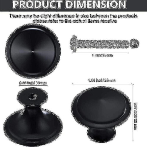 30 Pack Kitchen Cabinet Knobs Drawer Knobs Dresser Knobs Matte Black 1