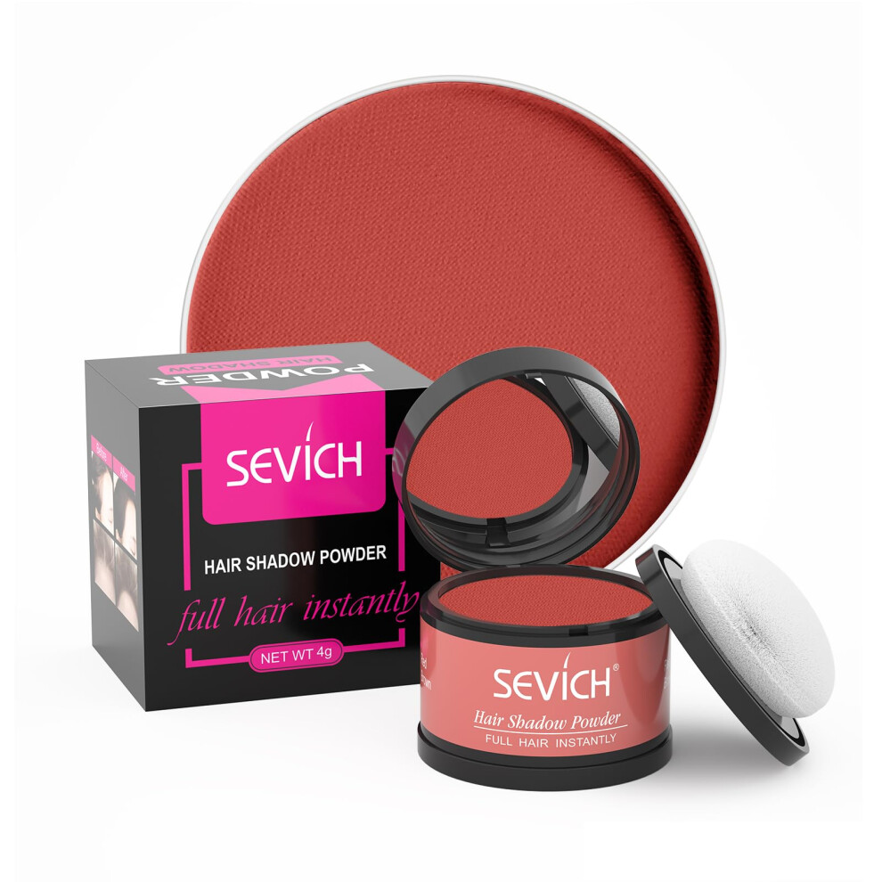 Sevich Red/Brown Instantly Hair Touch Up Powder - Hair Concealer For Thinning Hairline, Eyebrows & Beard, Windproof & Sweatproof,