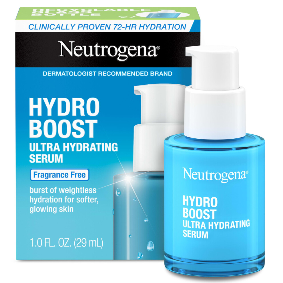 Neutrogena Hydro Boost Ultra Hydrating Serum with Hyaluronic Acid  Fragrance-Free Face Serum for Weightless Hydration and Softer  Glowing Skin  N