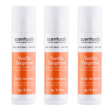 Lippenbalsam Vanille-Mandarine, 3er-Set, hergestellt mit Sheabutter, Kakaobutter, Avocado- und Jojobal, Bienenwachs, Vitamin E und therischem l, f