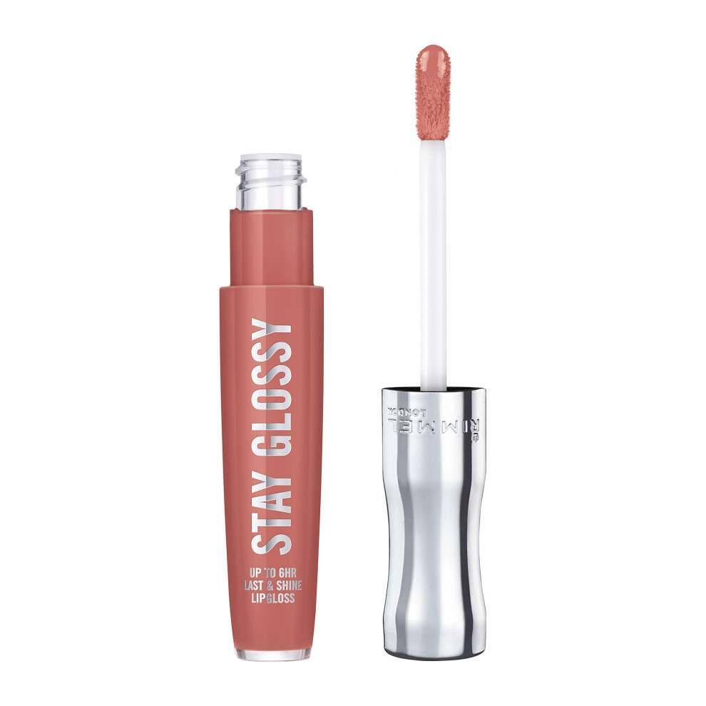 Rimmel Stay Glossy Lip Gloss - Non-Sticky and Lightweight Formula for Lip Color and Shine - 135 Sippin  .18oz