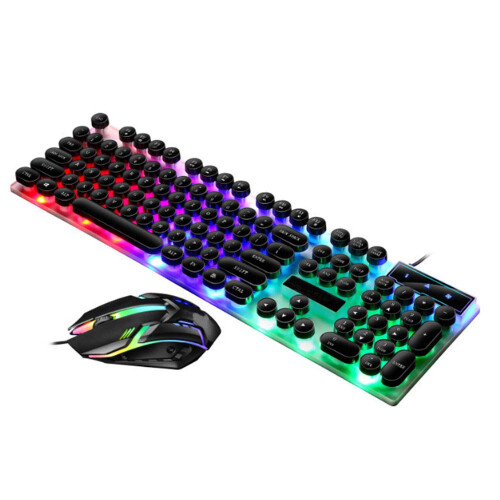 Profession Gaming Keyboard and Mouse Combo,Full Size Colorful Backlight Mechanical Feel Wired Keyboard Mouse Set for Computer,Desktop,Laptop (Black)