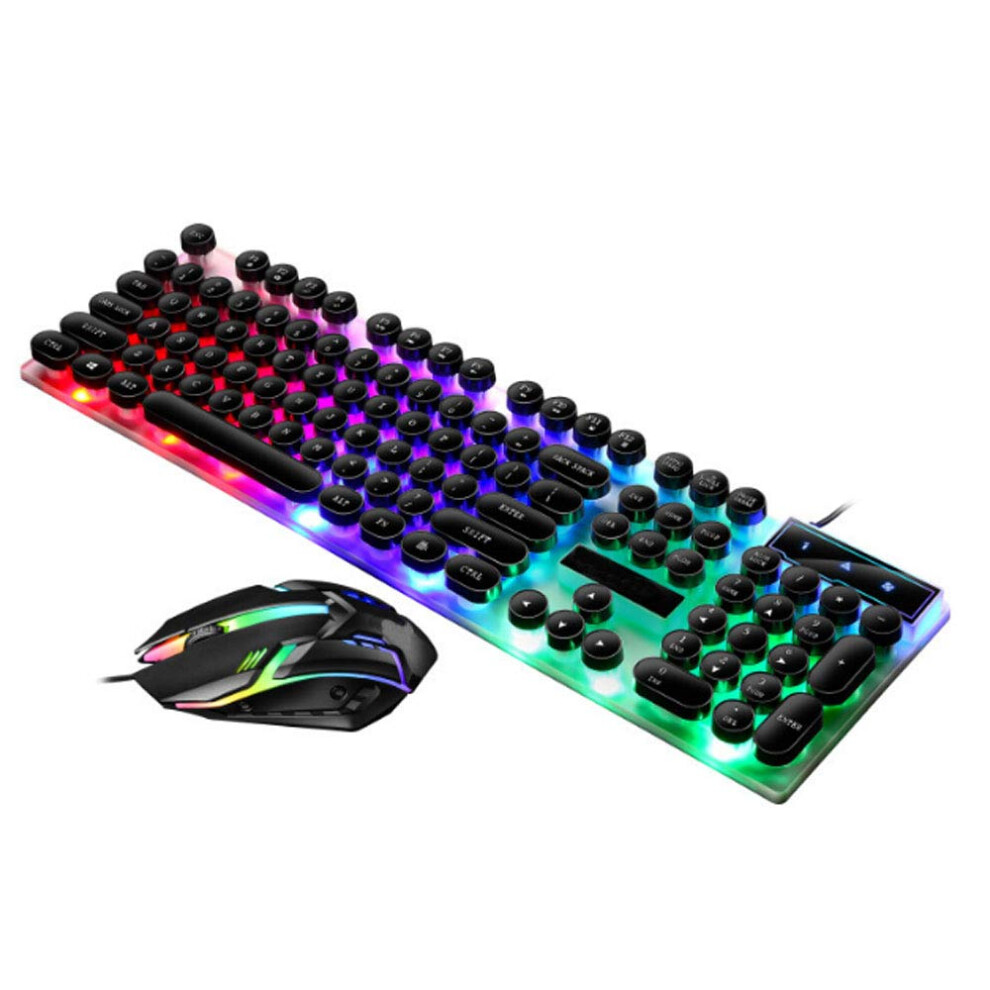 Profession Gaming Keyboard And Mouse Combo,Full Size Colorful Backlight Mechanical Feel Wired Keyboard Mouse Set For Computer,Desktop,Laptop (Black) Black 820064758446