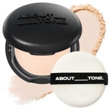 OM TONE Slring Powder Pact 0,32 oz - Presset Powder Compact med spejl og puff Makeup Indstilling Finishing Slring Naturlig gennemskinnelig letv