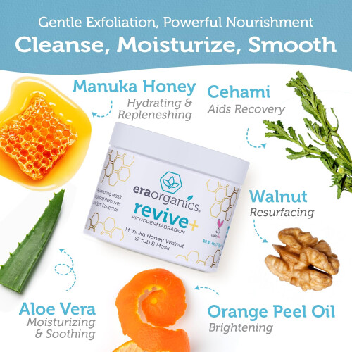 Era Organics Scrub Viso Microdermoabrasione - Maschera Esfoliante con Miele Manuka e Noce 1