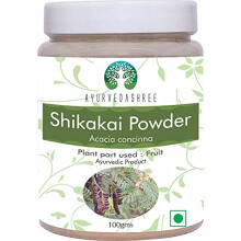 AYURVEDASHREE Shikakai-poeder 100 g | Acacia concinna Fruitpeulen Poeder | Natuurlijke haarreiniger en conditioner | Veganistisch | Niet GMO | Vegani