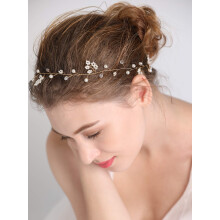 fxmimior Bruid Haaraccessoires Kristal Lange Haar Vine Bruiloft Haarstuk (goud)