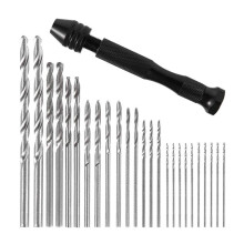 Aluminum Alloy Metal bit Twist Step Drill Manual Drill Precision Pin Vise, with 25 Twist Drill Bits