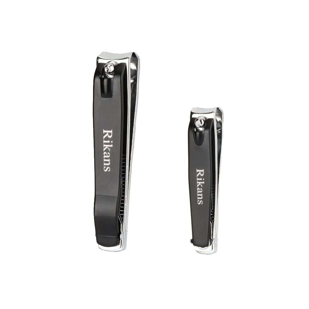 Rikans Nail Cutter Set - Pack Of Two Nail Clippers - Large Toenail Cutter & Small Fingernail Cutter - Durable - Precise And Sharp - Ergonomic & G