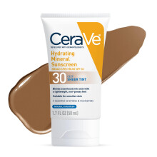 CeraVe Crème Solaire Minérale Hydratante SPF 30 avec Teinte, Protection Solaire Minérale