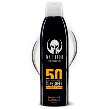 Warrior Sunscreen SPF 50 Dauerspray  Wasser- und schweibestndiges Sonnenschutzspray  Breitspektrum-Schutz fr UVA/UVB  Schnell trocknende, wirks