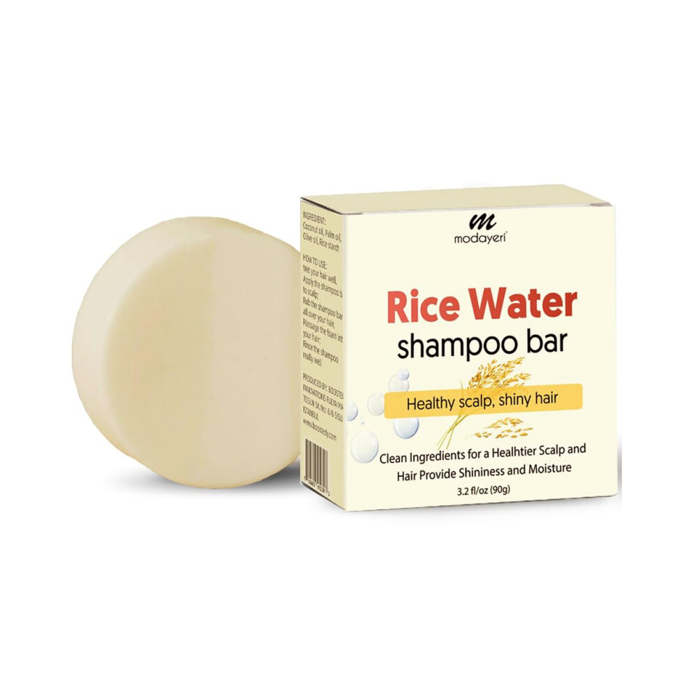 Modayeri Alisveriste Rice Water Shampoo Bar - Hair Strengthening And Repair Vegan Formula With Natural Ingredients - Sulfate-Free Paraben-Free Anti-Hair Loss Oily