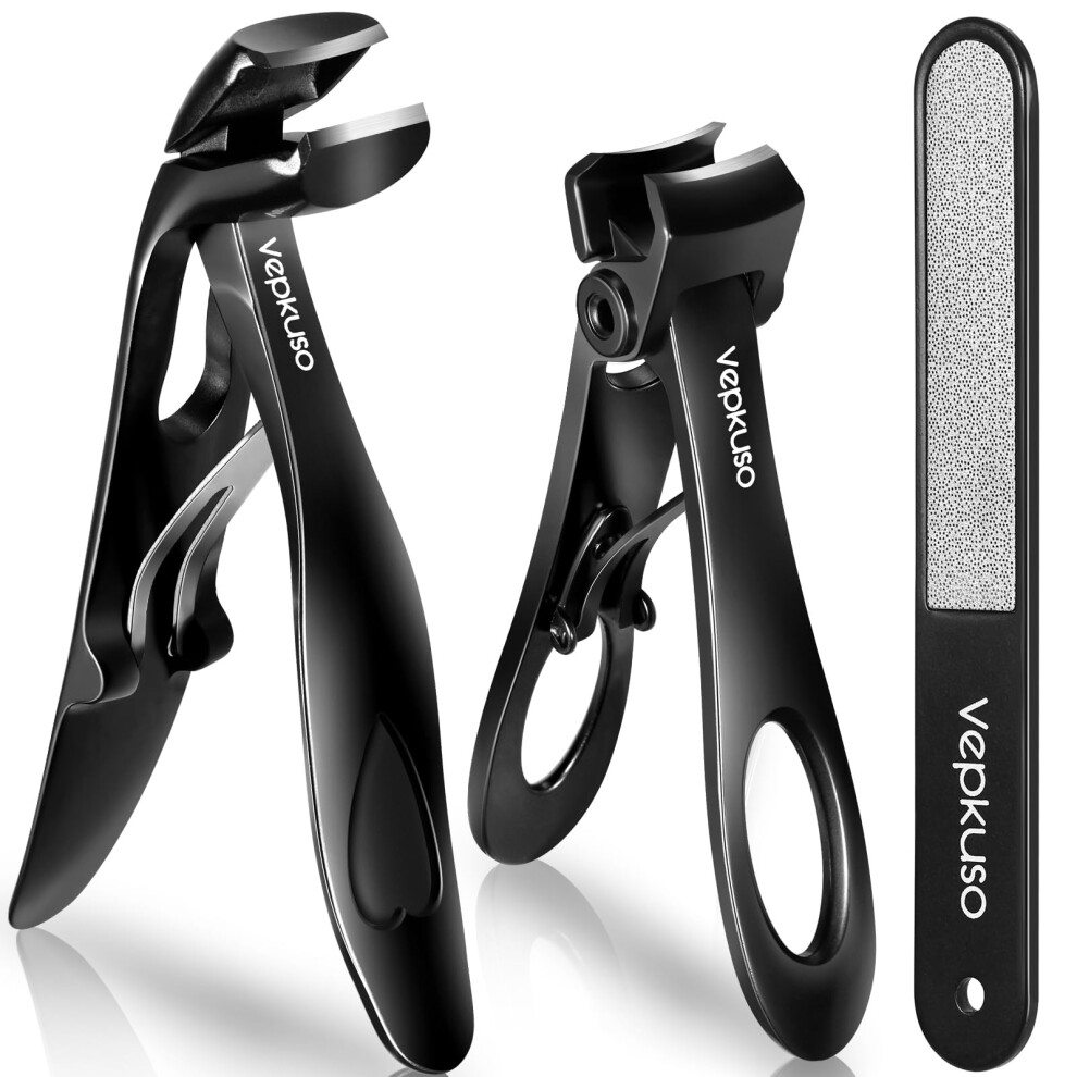Vepkuso Nail Clippers For Seniors Wide Jaw Fingernail Clippers And Angled Head Toenail Clippers For Thick Nail Professional German Nail Clipper