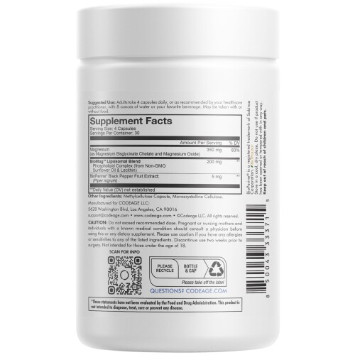 Codeage, Glycinate de Magnsium Liposomal, 120 Capsules 1