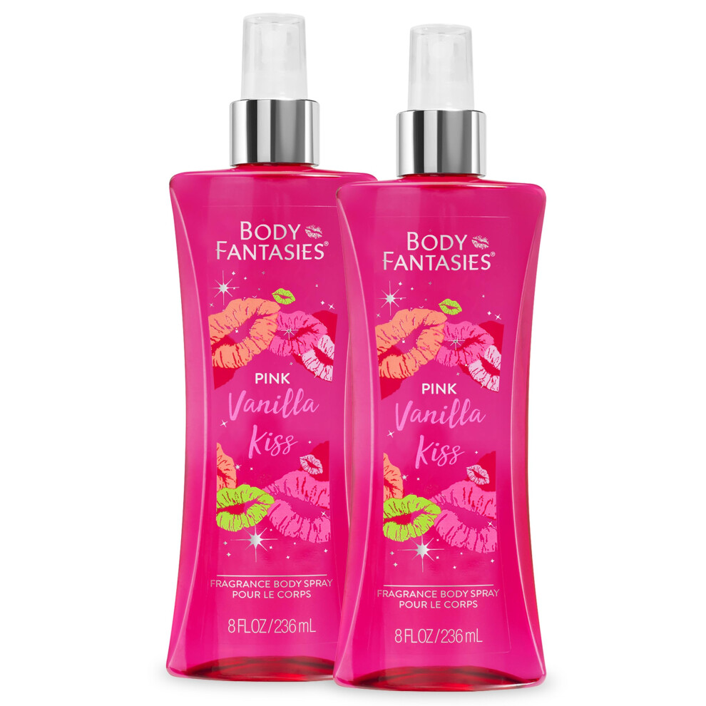 Body Fantasies Signature Fragrance Body Spray Pink Vanilla Kiss 8 fl oz (Pack of 2)